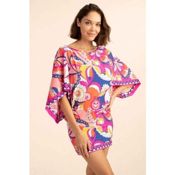 💕TRINA TURK💕 Sevilla Tunic ~ Swimsuit Coverup Multi-Color Print Small NWOT - Picture 1 of 14